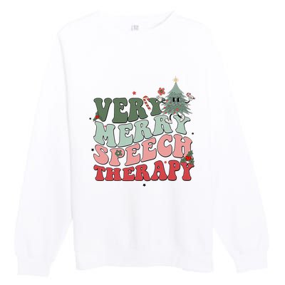 Very Merry Speech Therapist Christmas SLP Xmas Therapy Premium Crewneck Sweatshirt