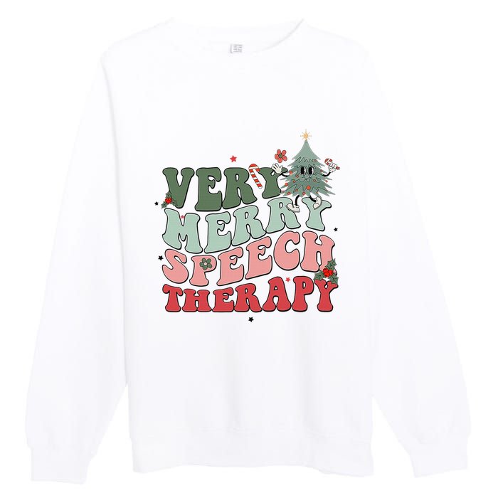 Very Merry Speech Therapist Christmas SLP Xmas Therapy Premium Crewneck Sweatshirt