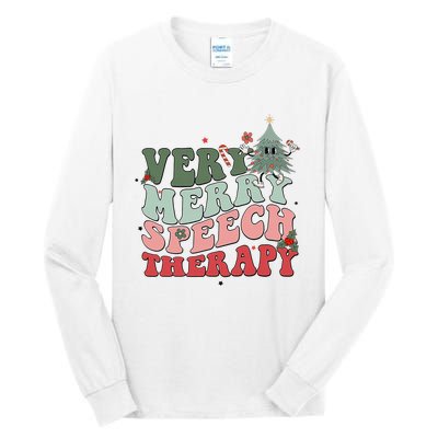 Very Merry Speech Therapist Christmas SLP Xmas Therapy Tall Long Sleeve T-Shirt