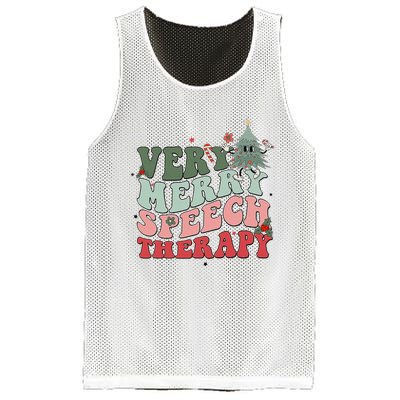 Very Merry Speech Therapist Christmas SLP Xmas Therapy Mesh Reversible Basketball Jersey Tank