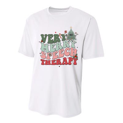 Very Merry Speech Therapist Christmas SLP Xmas Therapy Performance Sprint T-Shirt