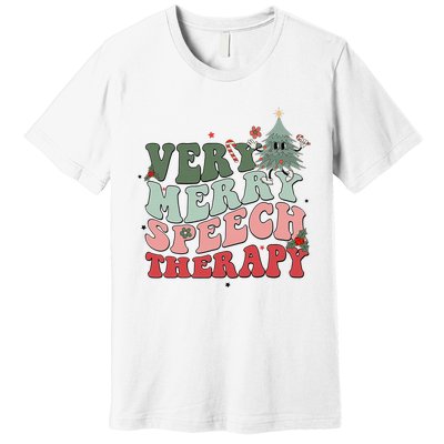 Very Merry Speech Therapist Christmas SLP Xmas Therapy Premium T-Shirt