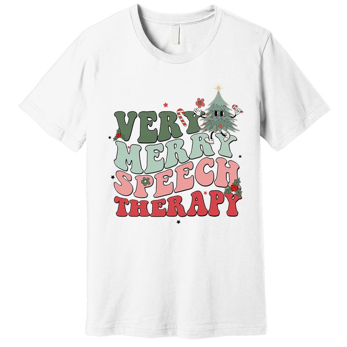 Very Merry Speech Therapist Christmas SLP Xmas Therapy Premium T-Shirt