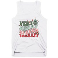 Very Merry Speech Therapist Christmas SLP Xmas Therapy Tank Top