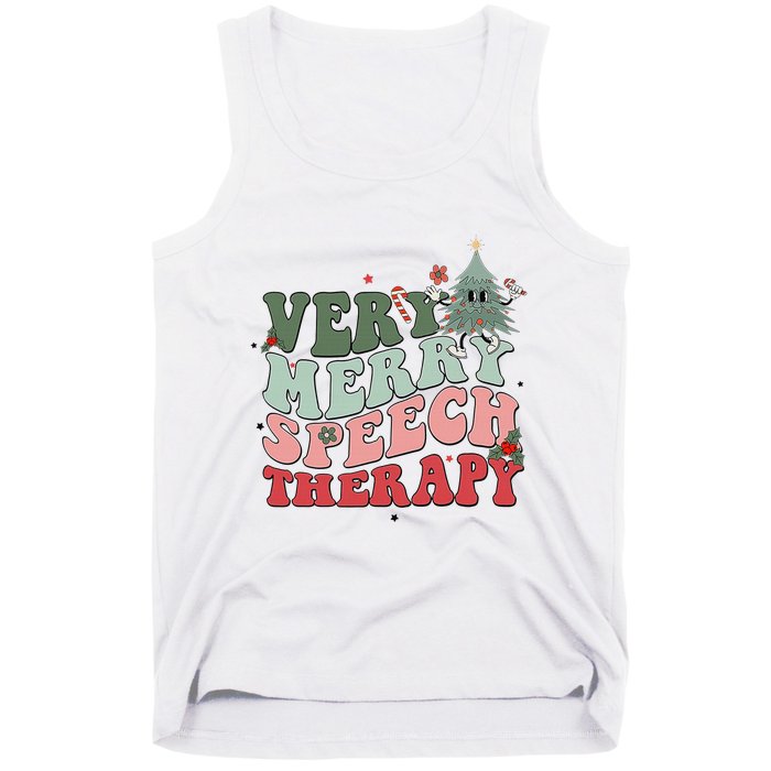 Very Merry Speech Therapist Christmas SLP Xmas Therapy Tank Top