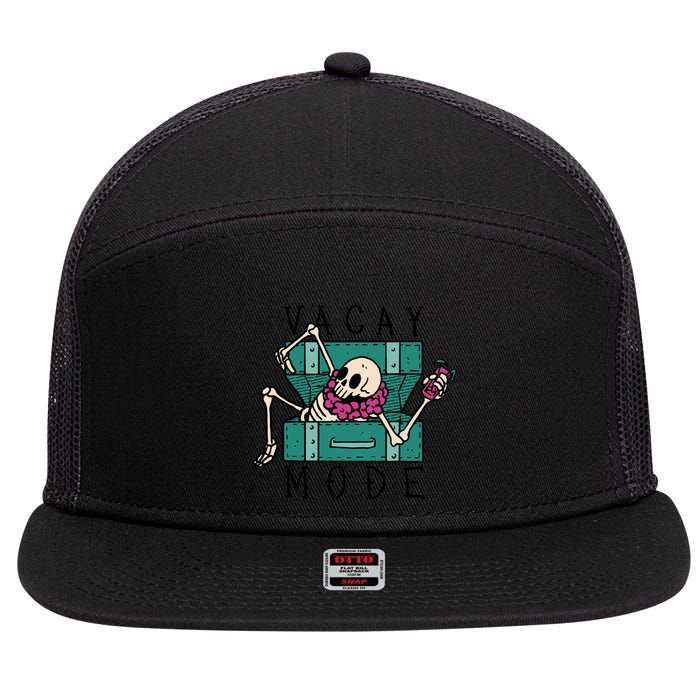 Vacay Mode Skeleton 7 Panel Mesh Trucker Snapback Hat