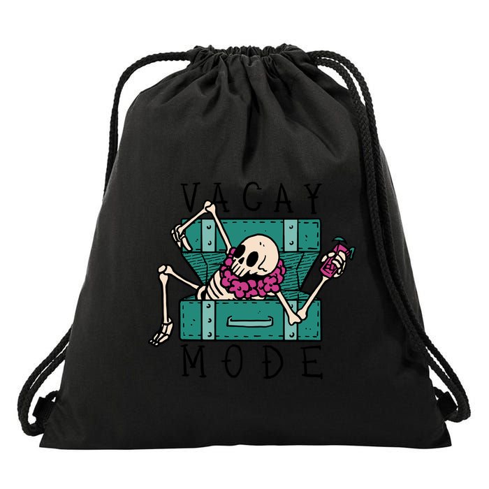 Vacay Mode Skeleton Drawstring Bag