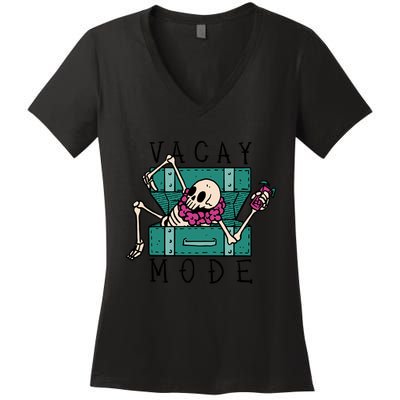 Vacay Mode Skeleton Women's V-Neck T-Shirt