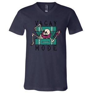 Vacay Mode Skeleton V-Neck T-Shirt