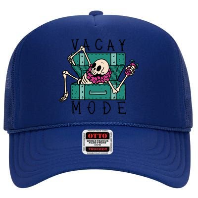 Vacay Mode Skeleton High Crown Mesh Back Trucker Hat