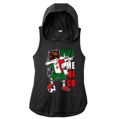 Viva Mexico Soccer Boy Independence Day Mexican Flag Ladies PosiCharge Tri-Blend Wicking Draft Hoodie Tank