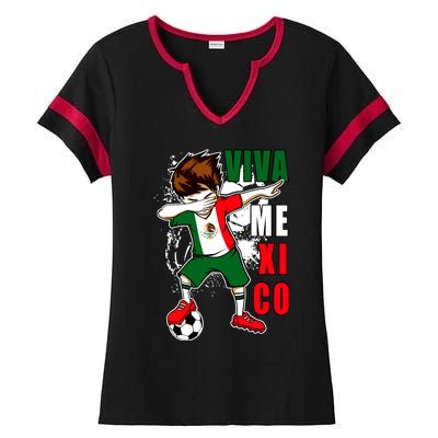 Viva Mexico Soccer Boy Independence Day Mexican Flag Ladies Halftime Notch Neck Tee