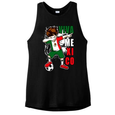 Viva Mexico Soccer Boy Independence Day Mexican Flag Ladies PosiCharge Tri-Blend Wicking Tank