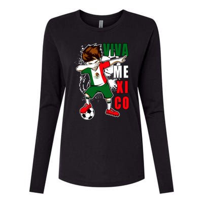 Viva Mexico Soccer Boy Independence Day Mexican Flag Womens Cotton Relaxed Long Sleeve T-Shirt