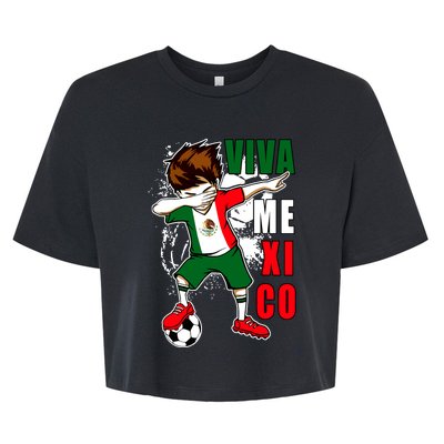 Viva Mexico Soccer Boy Independence Day Mexican Flag Bella+Canvas Jersey Crop Tee