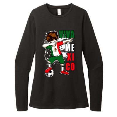 Viva Mexico Soccer Boy Independence Day Mexican Flag Womens CVC Long Sleeve Shirt