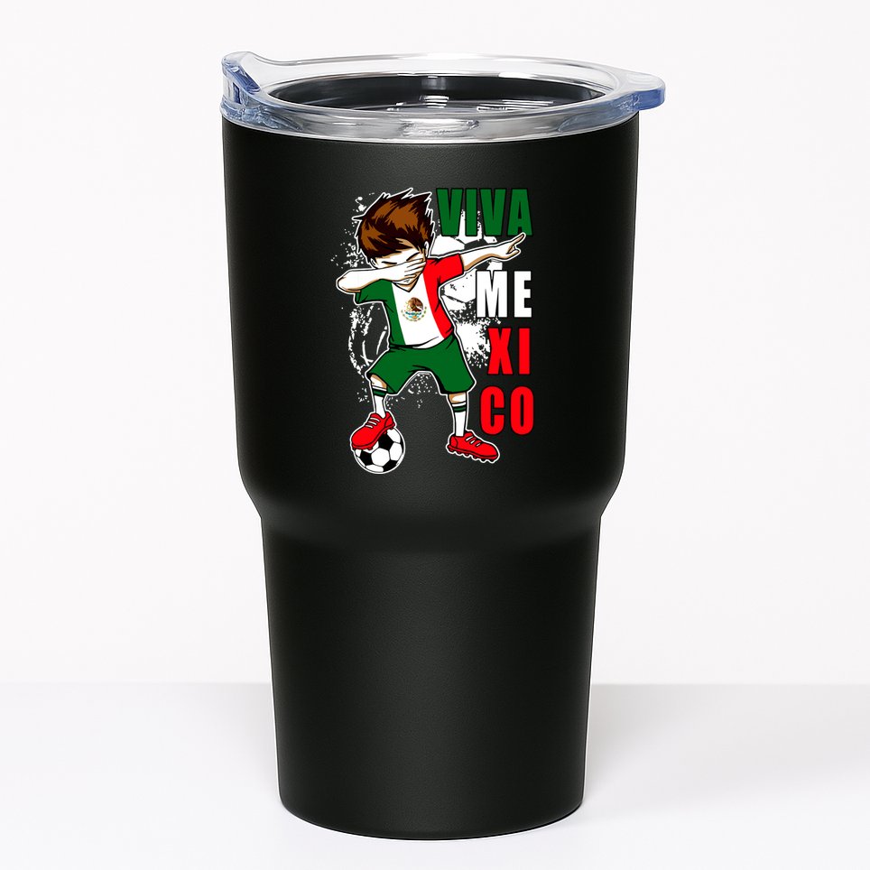 Viva Mexico Soccer Boy Independence Day Mexican Flag Tumbler