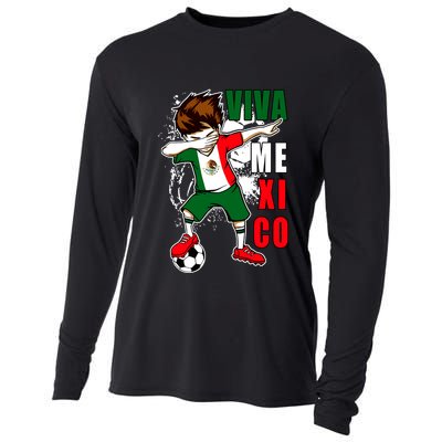Viva Mexico Soccer Boy Independence Day Mexican Flag Cooling Performance Long Sleeve Crew