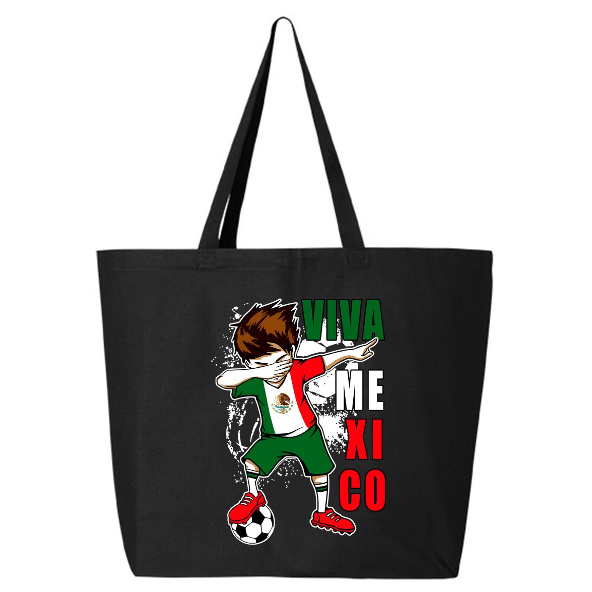 Viva Mexico Soccer Boy Independence Day Mexican Flag 25L Jumbo Tote