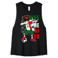 Viva Mexico Soccer Boy Independence Day Mexican Flag Women's Racerback Cropped Tank