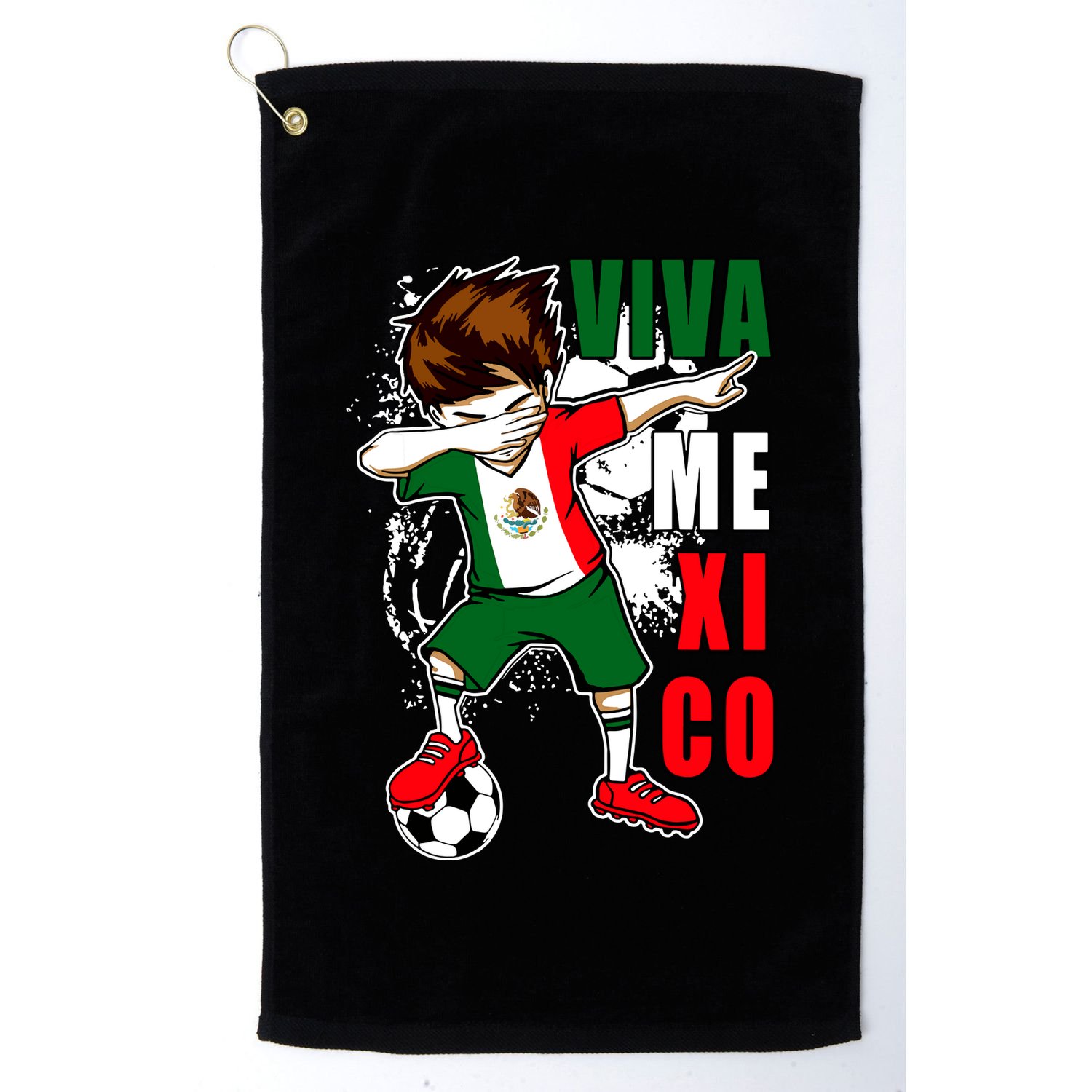 Viva Mexico Soccer Boy Independence Day Mexican Flag Golf Towel