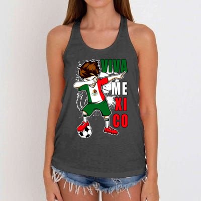 Viva Mexico Soccer Boy Independence Day Mexican Flag Women's Knotted Racerback Tank