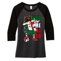 Viva Mexico Soccer Boy Independence Day Mexican Flag Women's Tri-Blend 3/4-Sleeve Raglan Shirt