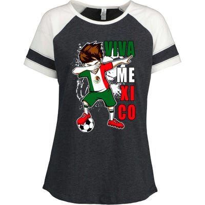 Viva Mexico Soccer Boy Independence Day Mexican Flag Enza Ladies Jersey Colorblock Tee