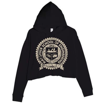 Vintage Macgyver School Of Engineering Improvise Or Die Crop Fleece Hoodie