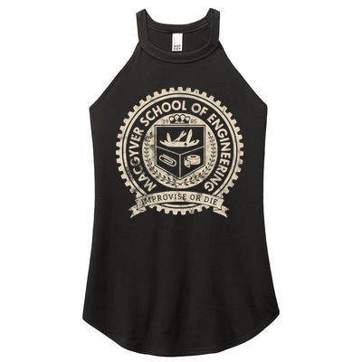 Vintage Macgyver School Of Engineering Improvise Or Die Women's Perfect Tri Rocker Tank