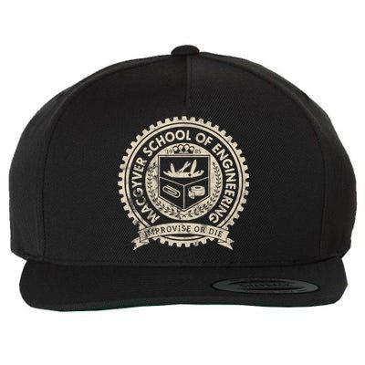 Vintage Macgyver School Of Engineering Improvise Or Die Wool Snapback Cap