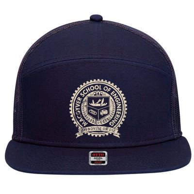 Vintage Macgyver School Of Engineering Improvise Or Die 7 Panel Mesh Trucker Snapback Hat