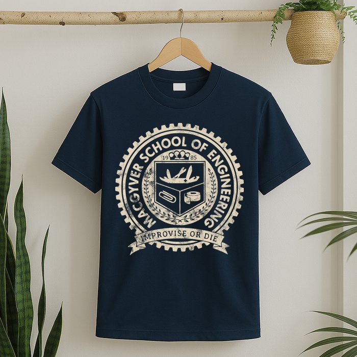 Vintage Macgyver School Of Engineering Improvise Or Die T-Shirt
