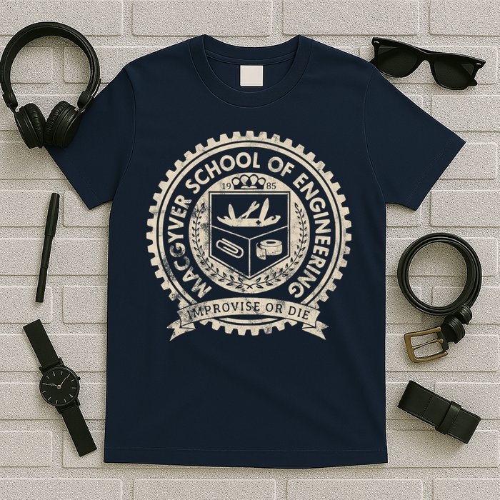 Vintage Macgyver School Of Engineering Improvise Or Die T-Shirt