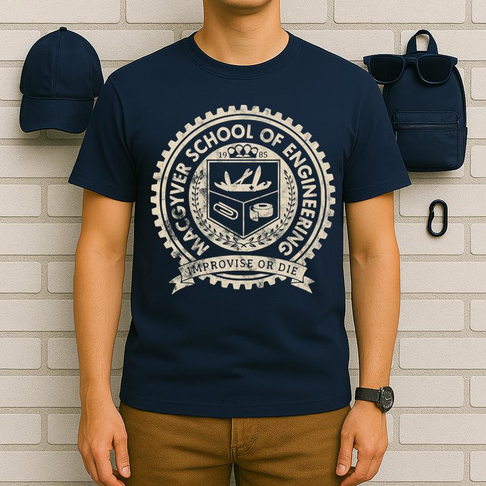 Vintage Macgyver School Of Engineering Improvise Or Die T-Shirt