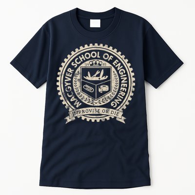 Vintage Macgyver School Of Engineering Improvise Or Die Tall T-Shirt