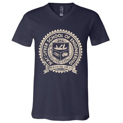 Vintage Macgyver School Of Engineering Improvise Or Die V-Neck T-Shirt