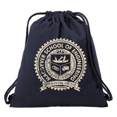 Vintage Macgyver School Of Engineering Improvise Or Die Drawstring Bag