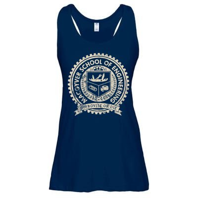 Vintage Macgyver School Of Engineering Improvise Or Die Ladies Essential Flowy Tank