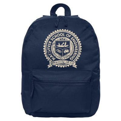 Vintage Macgyver School Of Engineering Improvise Or Die 16 in Basic Backpack