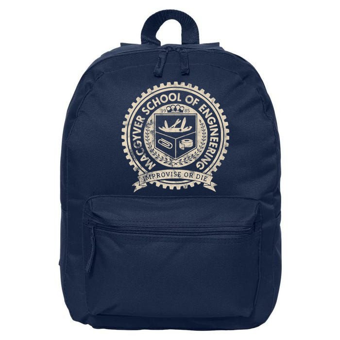 Vintage Macgyver School Of Engineering Improvise Or Die 16 in Basic Backpack
