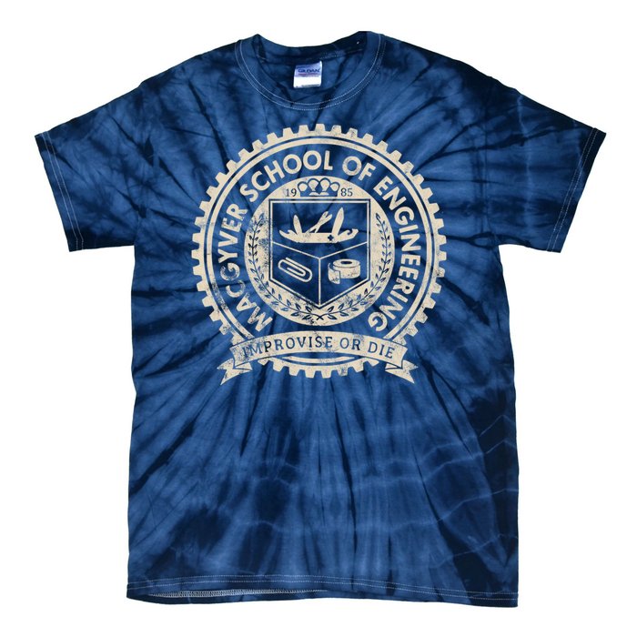 Vintage Macgyver School Of Engineering Improvise Or Die Tie-Dye T-Shirt