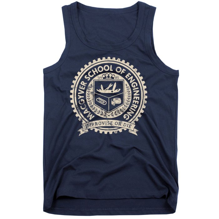 Vintage Macgyver School Of Engineering Improvise Or Die Tank Top