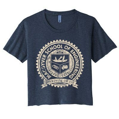 Vintage Macgyver School Of Engineering Improvise Or Die Crop Top