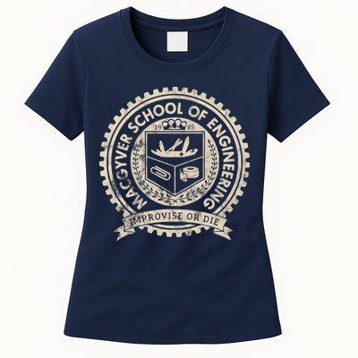 Vintage Macgyver School Of Engineering Improvise Or Die Womens T-Shirt