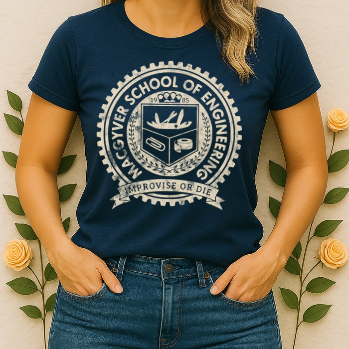 Vintage Macgyver School Of Engineering Improvise Or Die Womens T-Shirt