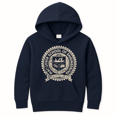 Vintage Macgyver School Of Engineering Improvise Or Die Kids Hoodie