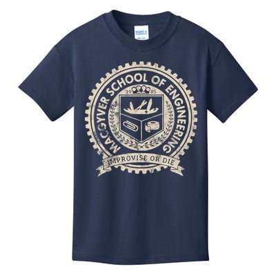 Vintage Macgyver School Of Engineering Improvise Or Die Kids T-Shirt
