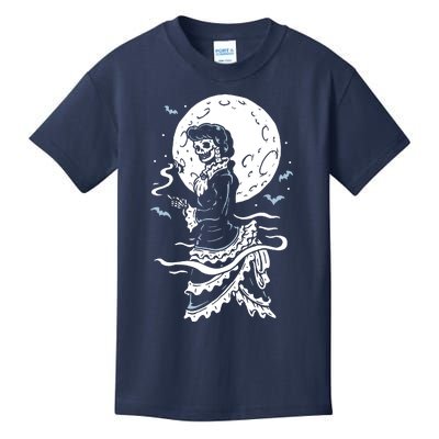 Victorian Moon Skeleton Horror Kids T-Shirt