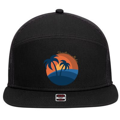 Vacation Mode Sunset Beach 7 Panel Mesh Trucker Snapback Hat